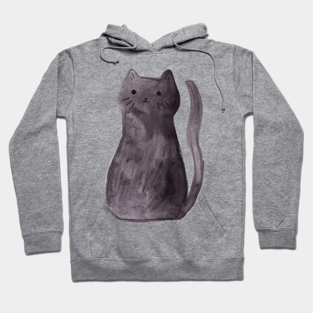 Watercolor Black Cat Hoodie by saradaboru